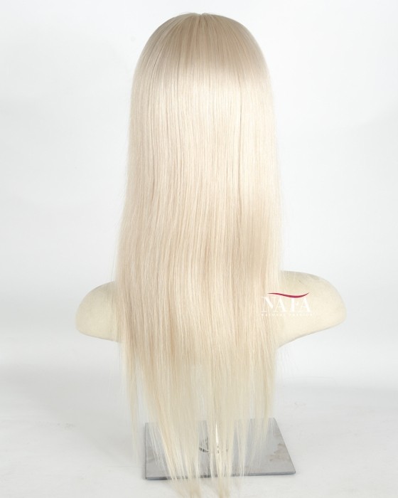 Radiant Elegance Inch Long White Blonde Human Hair Wig Nafawigs