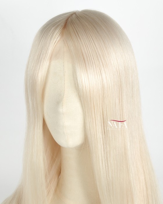 Radiant Elegance Inch Long White Blonde Human Hair Wig Nafawigs