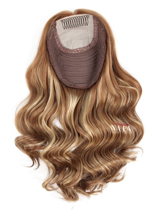 16 Inch All One Length Hidden Crown Hair Topper 8x8 Lace Closure For