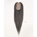 Effortless Coverage: 16-Inch Salt and Pepper Silk Human Hair Topper for Thinning Hair On Top