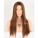 Rich and Elegant: 18-Inch Chocolate Brown Human Hair Lace Front Wig