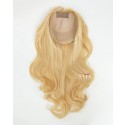 Achieve Effortless Beach Waves with Our 18 Inch Blonde Human Hair Wavy Hair Topper