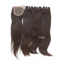 Italian Straight Hair 3 Bundles With 4x4 Lace Closure