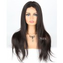 Elevate Your Look with Our Long Straight Real Hair Wig in Black Dark Brown