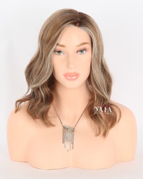 12-Inch All One Length Side Part Brown Wavy Glueless Bob Wig