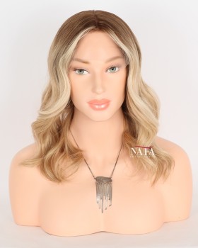 12-Inch Beach Wave Skunk Stripe Human Hair Wig