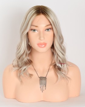 12-Inch Brown and Blonde Human Hair Glueless Hd Lace Front Wig
