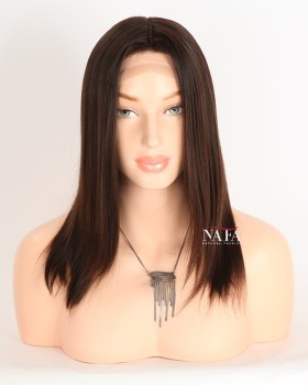 12-Inch Natural Brown Human Hair Wig for Alopecia