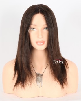 12-Inch Natural Brown Medium Length Hair Natural Straight Wigs