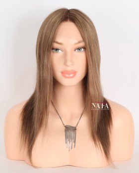12-Inch Straight Ombre Brown Human Hair Wig