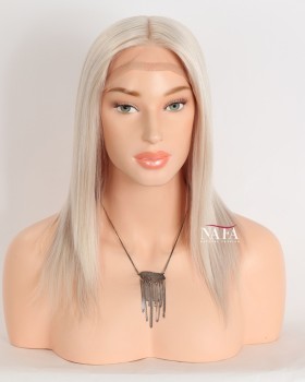12-Inch White Blonde Human Hair Wig for Women