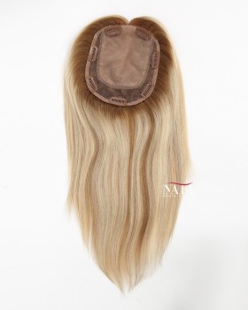 12 All One Length Light Brown with Blonde Highlights Women's Hair Wiglets