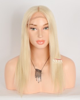 14-Inch 613 Human Hair Straight Glueless Silk Top Full Lace Wig