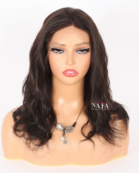 14-Inch Black Human Hair Body Wave Ponytail Wig