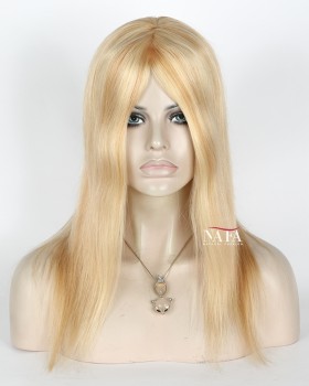 14-Inch Champagne Blonde Straight Human Hair Glueless Wig 