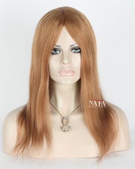 14-inch Daily Wear Golden Brown Human Hair Wig for Ladies