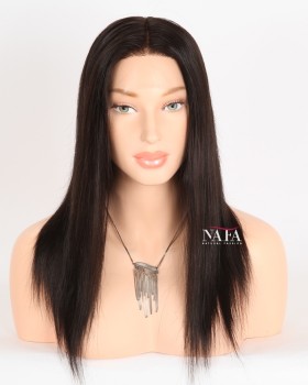 14-Inch Dark Brown Straight Hair Lace Front Wig