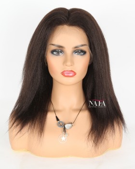 14 Inch  Kinky Hair Straight Wig Human Hair Afro Wig