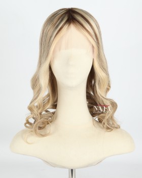 16-inch-glueless-front-lace-beach-wave-honey-blonde-and-brown-highlights-wig