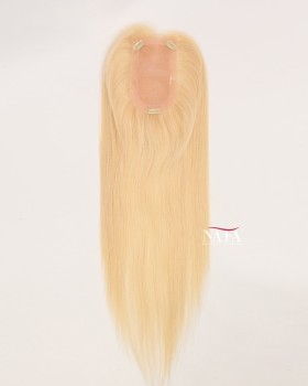 16-Inch Blonde Silk Top Human Hair Topper for Hair Loss At the Top Of Head Female