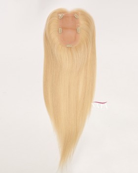 16-Inch Blonde Silk Top Human Hair Topper for Hair Loss At the Top Of Head Female