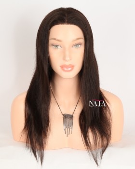 16-Inch Brazilian Dark Brown Full Head Human Hair Wig