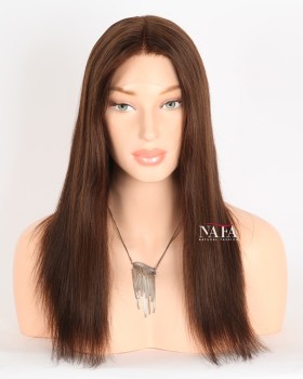 16-Inch Chestnut Brown Straight Lace Front Brunette Wig