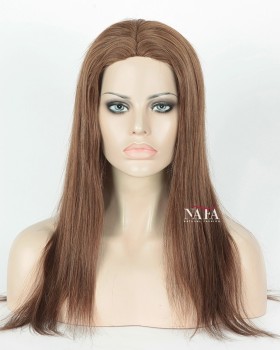 16-Inch Chocolate Brown Glueless Silk Top Full Lace Human Hair Wig