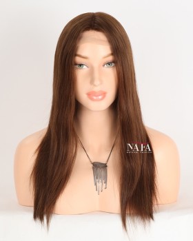 16-Inch Chocolate Brown Real Hair Wig for Hair Loss