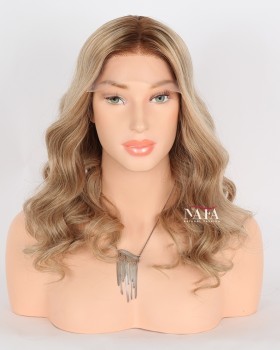 16-Inch European Hair Beach Wave Transparent Lace Wig