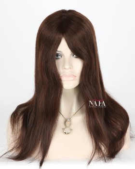 16-Inch European Hair Chocolate Brown Glueless Lace Wig