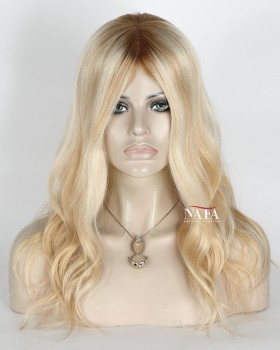 16-Inch Glueless Ombre Wavy Human Hair Wig