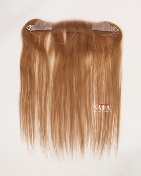 16-Inch Light Brown Human Hair Hairline Topper With Halo Wire Without Clips
