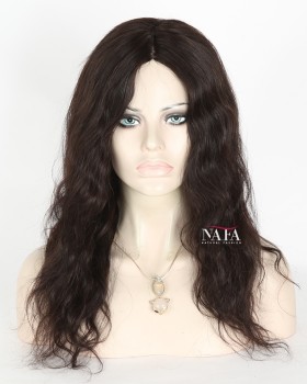 16-Inch Medium Length Wavy Black Human Hair Wig