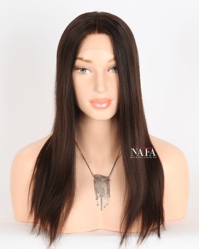 16-inch Natural Brown Small Cap Size Lace Front Wig