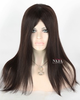 16-Inch Straight Brazilian Human Hair Glueless Frontal Wig
