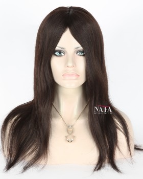 16-Inch Straight Natural Brown Glueless Lace Wig