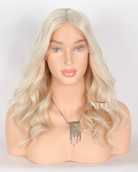 16-Inch White Human Hair Curly Lace Front Wigs for White Females