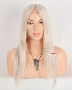 16-Inch White Human Hair Wig for Caucasian Women