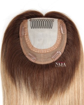 16 In Ombre Human Hair B116 Silk Base Hair Topper for Women