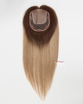 16 In Ombre Rooted Blonde Silk Base Hair Topper