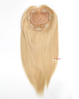 16 Inch All One Length Blonde Female Hair Topper