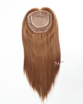 16 Inch All One Length Light Brown Hair Topper for Women