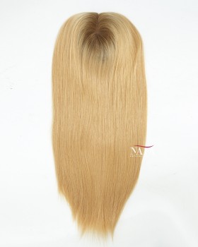 16 Inch All One Length Strawberry Blonde Luxury Hair Topper for Thinning Hair