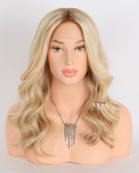 16 Inch Blonde Glueless Human Hair Wig Loose Wave