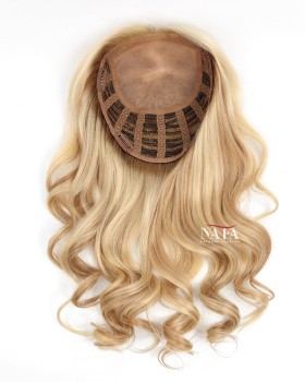 16 Inch Blonde Human Hair Curly Hair Toppers for Women Thinning Crown