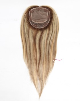 16 Inch Brown Rooted Blonde Female Hair Topper