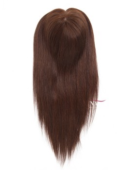16 Inch Dark Brown Silk Base Female Hair Topper