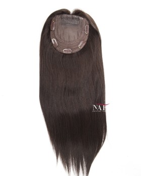 16 Inch European Silk Base Dark Brown Female Hair Topper