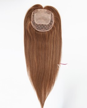 16 Inch Light Brown with Blonde Highlights Top Rated Human Hair Topper
